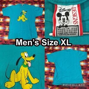 Vintage Disney Designs Pluto Blue T-Shirt Men’s Size XL Made In USA